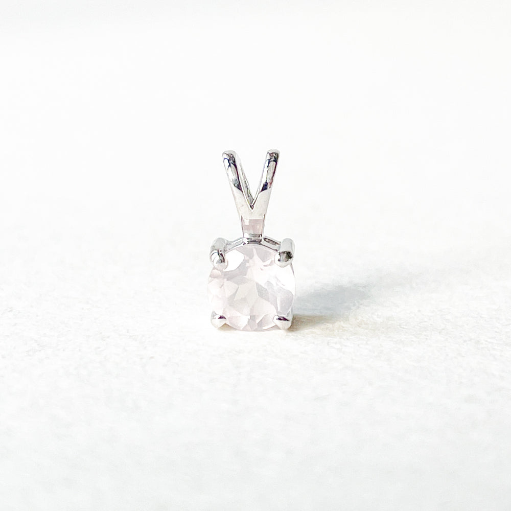 rozenkwarts 5mm edelsteen hanger zilver 925 sterling