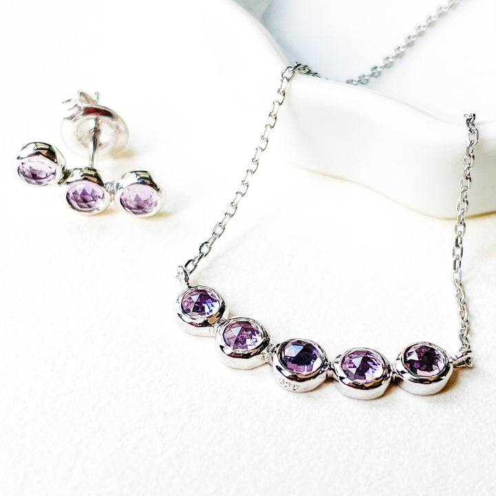 Amethist lavendel oorbellen oorstekers edelsteen sieraden zilver 925 sterling