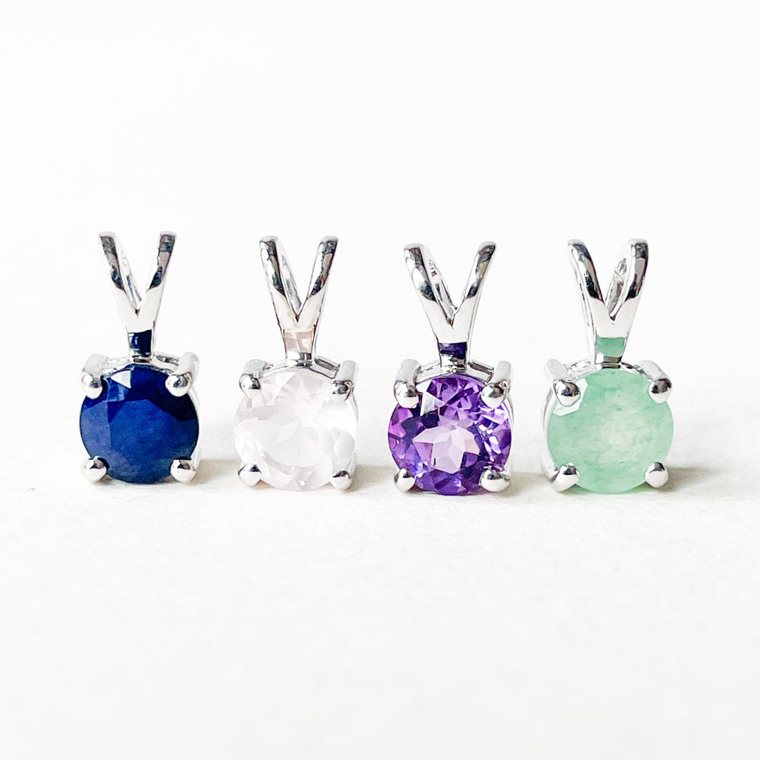 saffier 5mm edelsteen hanger zilver 925 sterling