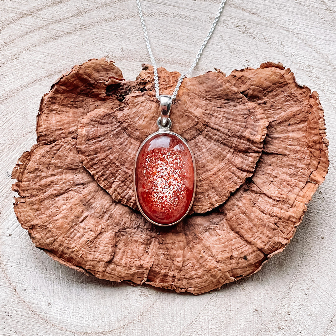 zonnesteen oranje rode luxe hanger edelsteen sieraad 925 sterling zilver