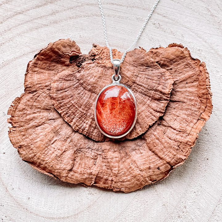 zonnesteen oranje rode luxe hanger edelsteen sieraad 925 sterling zilver