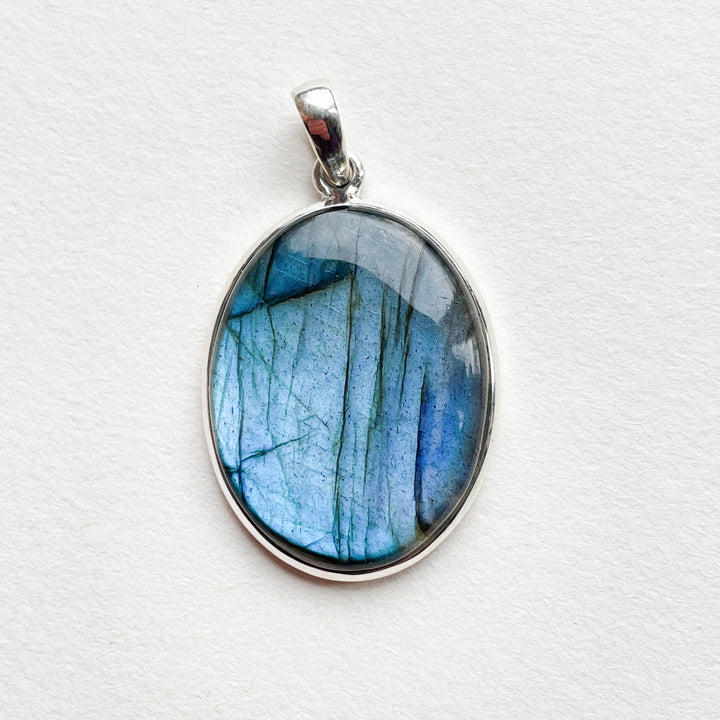 labradoriet blauwe luxe hanger edelsteen sieraad 925 sterling zilver