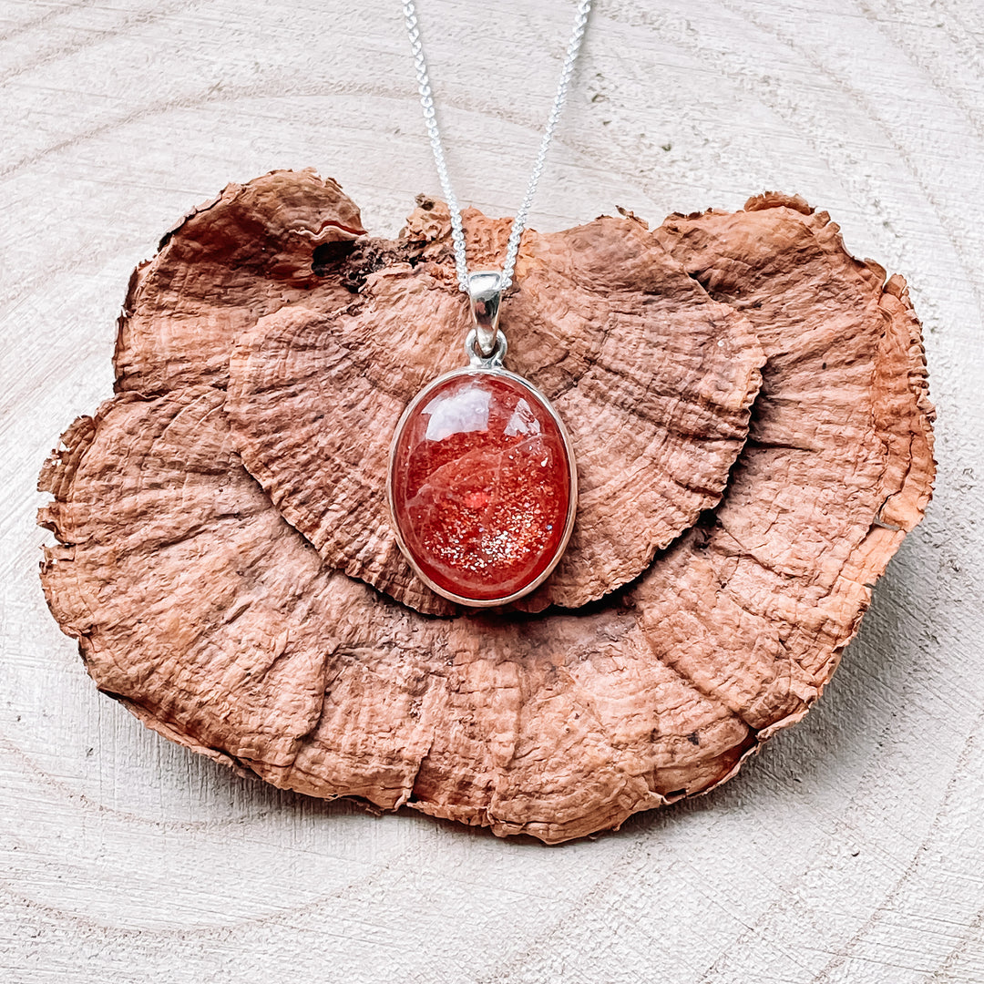 zonnesteen oranje rode luxe hanger edelsteen sieraad 925 sterling zilver