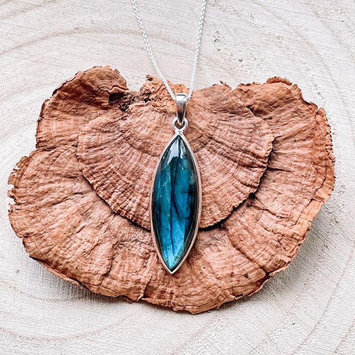 labradoriet blauwe luxe hanger edelsteen sieraad 925 sterling zilver