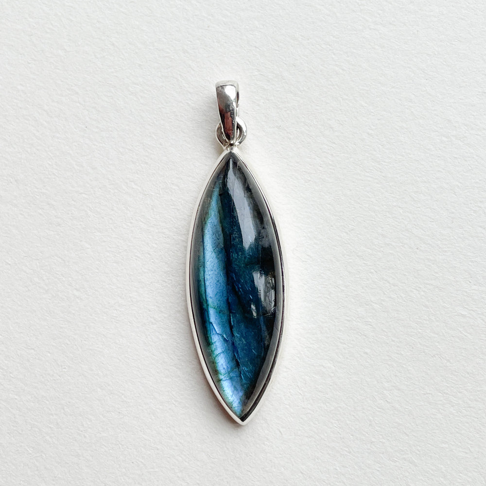 labradoriet blauwe luxe hanger edelsteen sieraad 925 sterling zilver