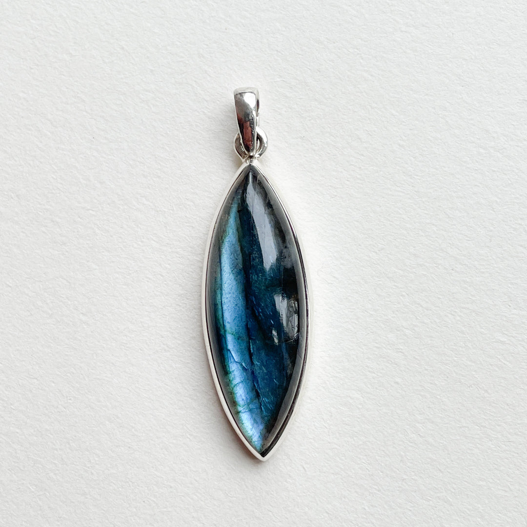 labradoriet blauwe luxe hanger edelsteen sieraad 925 sterling zilver
