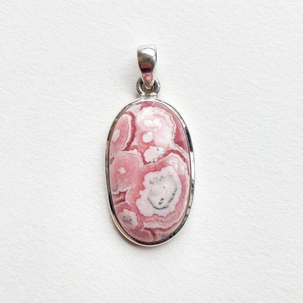 rhodochrosiet roze luxe hanger edelsteen sieraad 925 sterling zilver