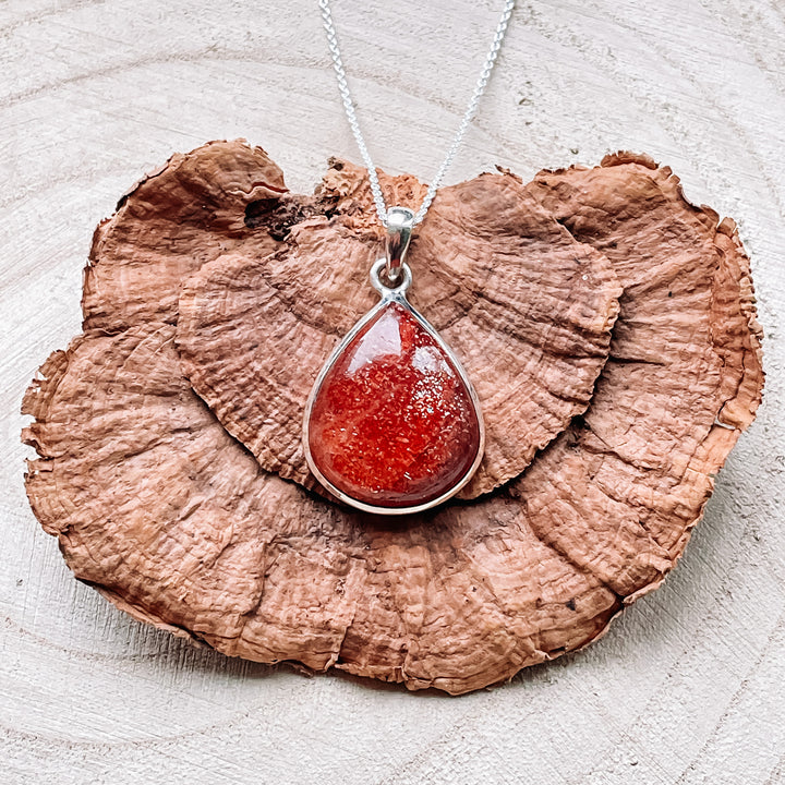 zonnesteen oranje rode luxe hanger edelsteen sieraad 925 sterling zilver