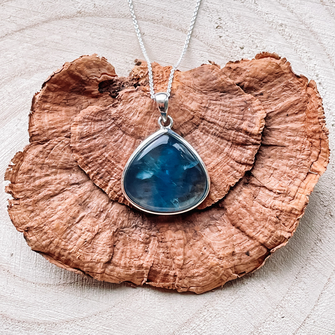 fluoriet blauwe luxe hanger edelsteen sieraad 925 sterling zilver