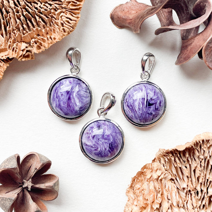 charoiet mini luxe edelsteen hanger ketting zilver 925 sterling rhodium