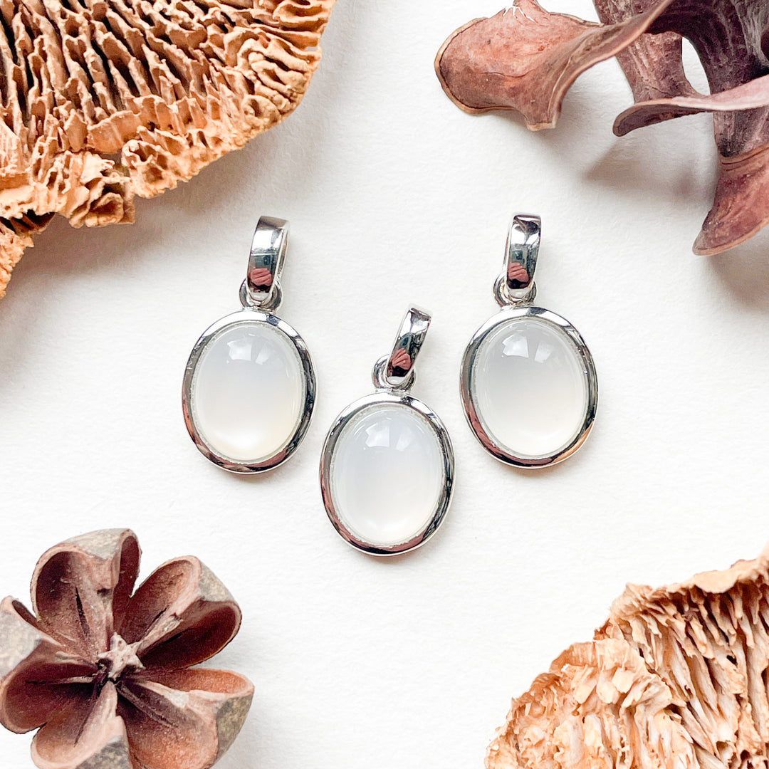 maansteen mini luxe edelsteen hanger ketting zilver 925 sterling rhodium