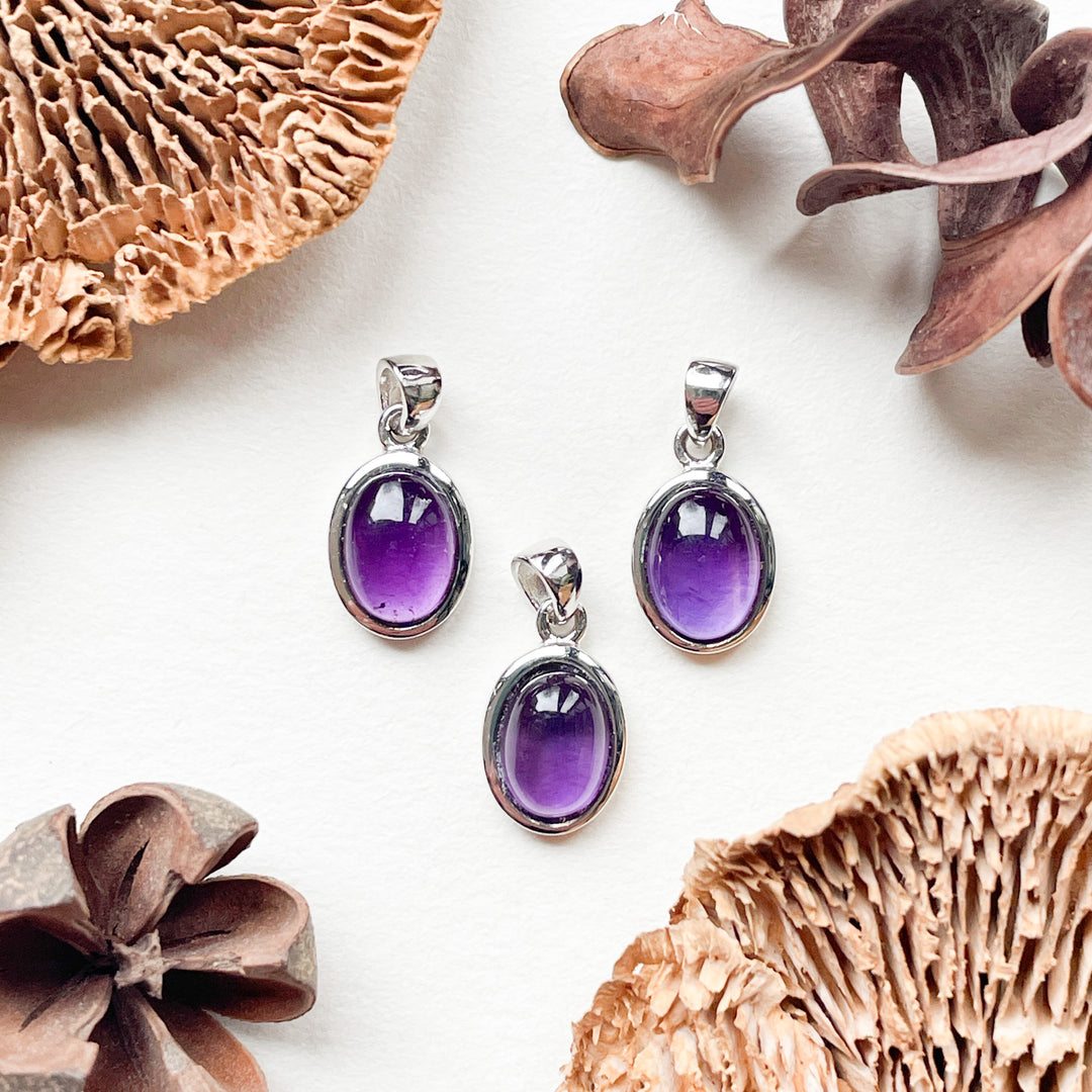 amethist mini luxe edelsteen hanger ketting zilver 925 sterling rhodium