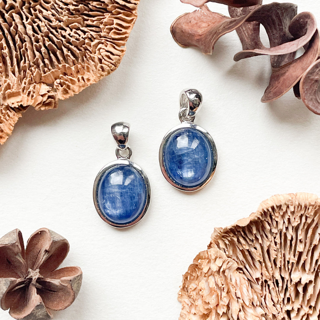 kyaniet mini luxe edelsteen hanger ketting zilver 925 sterling rhodium