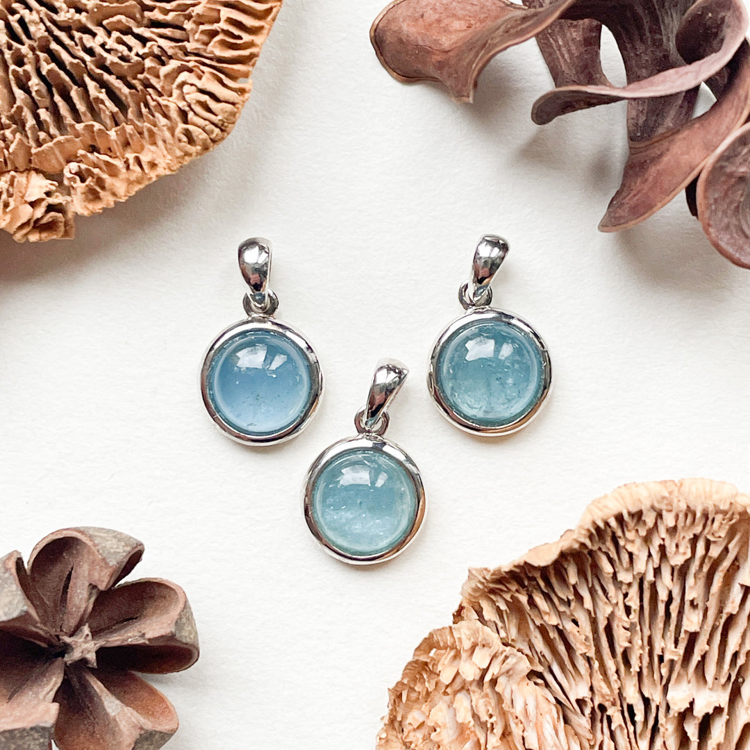 aquamarijn mini luxe edelsteen hanger ketting zilver 925 sterling rhodium