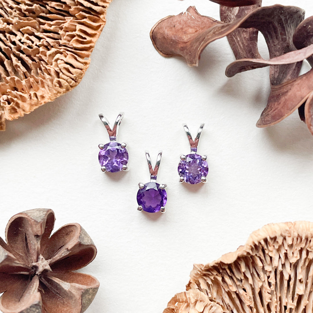 Amethist 5mm edelsteen hanger zilver 925 sterling
