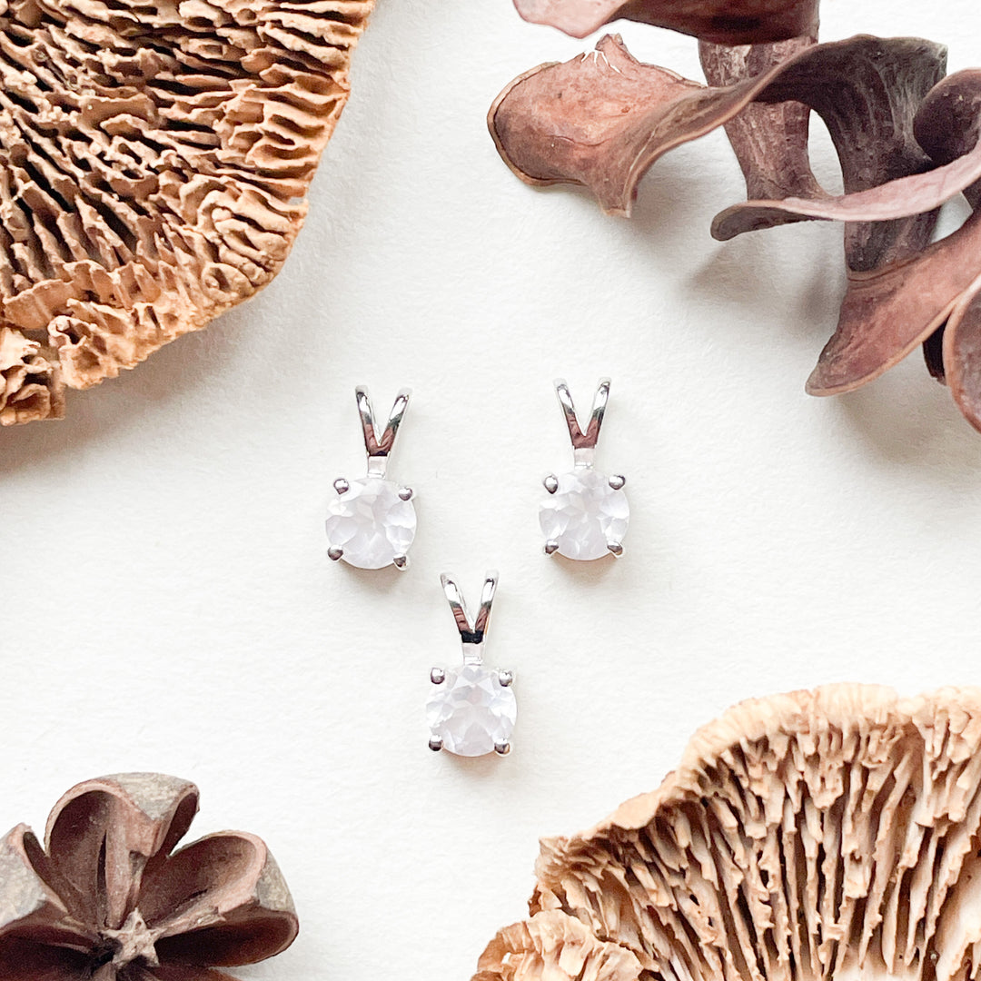 rozenkwarts 5mm edelsteen hanger zilver 925 sterling