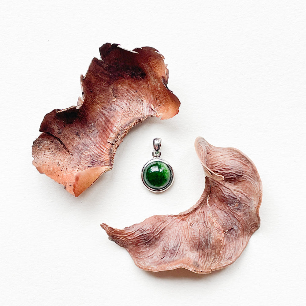 chroom diopsiet mini luxe edelsteen hanger ketting zilver 925 sterling rhodium