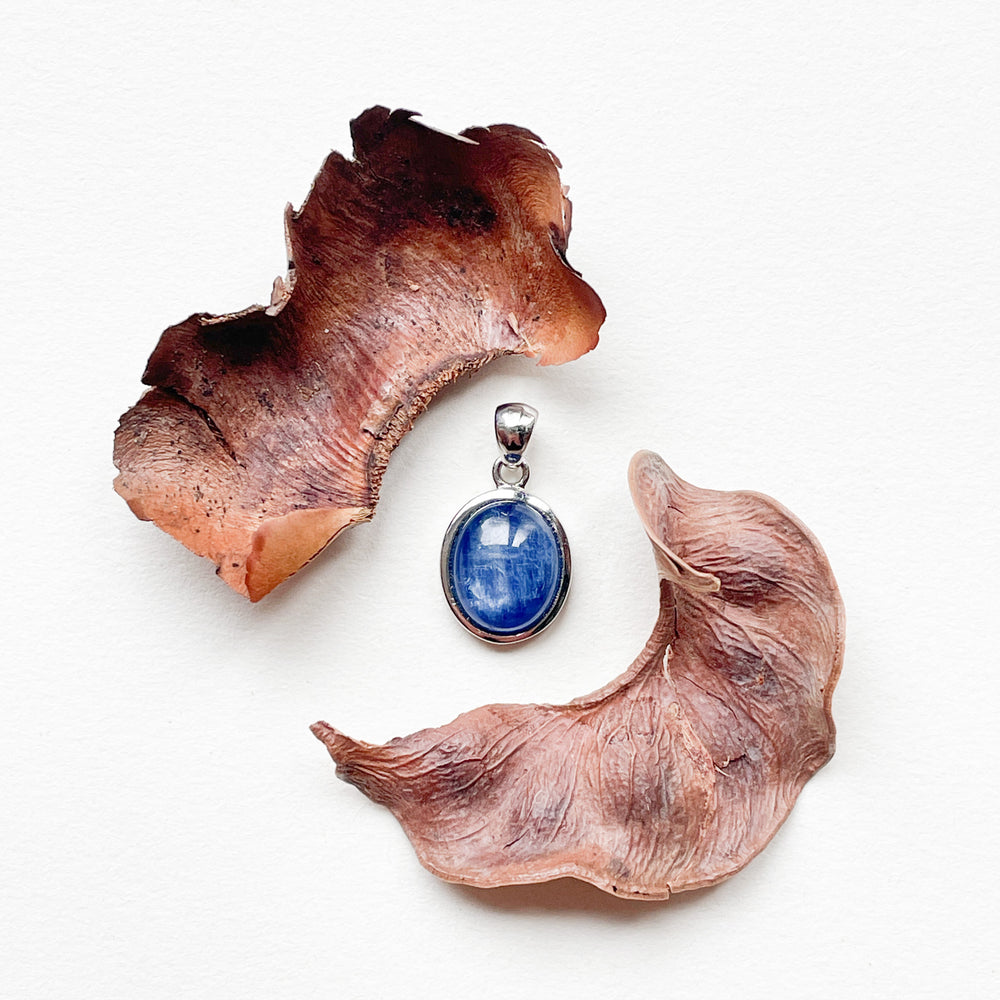 kyaniet mini luxe edelsteen hanger ketting zilver 925 sterling rhodium