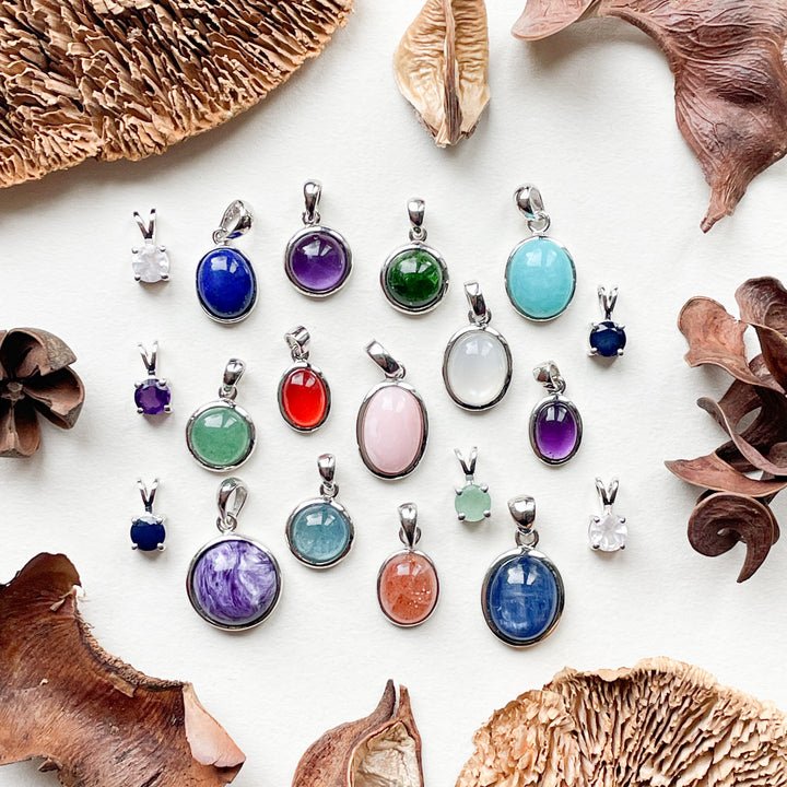 carneool mini luxe edelsteen hanger ketting zilver 925 sterling rhodium