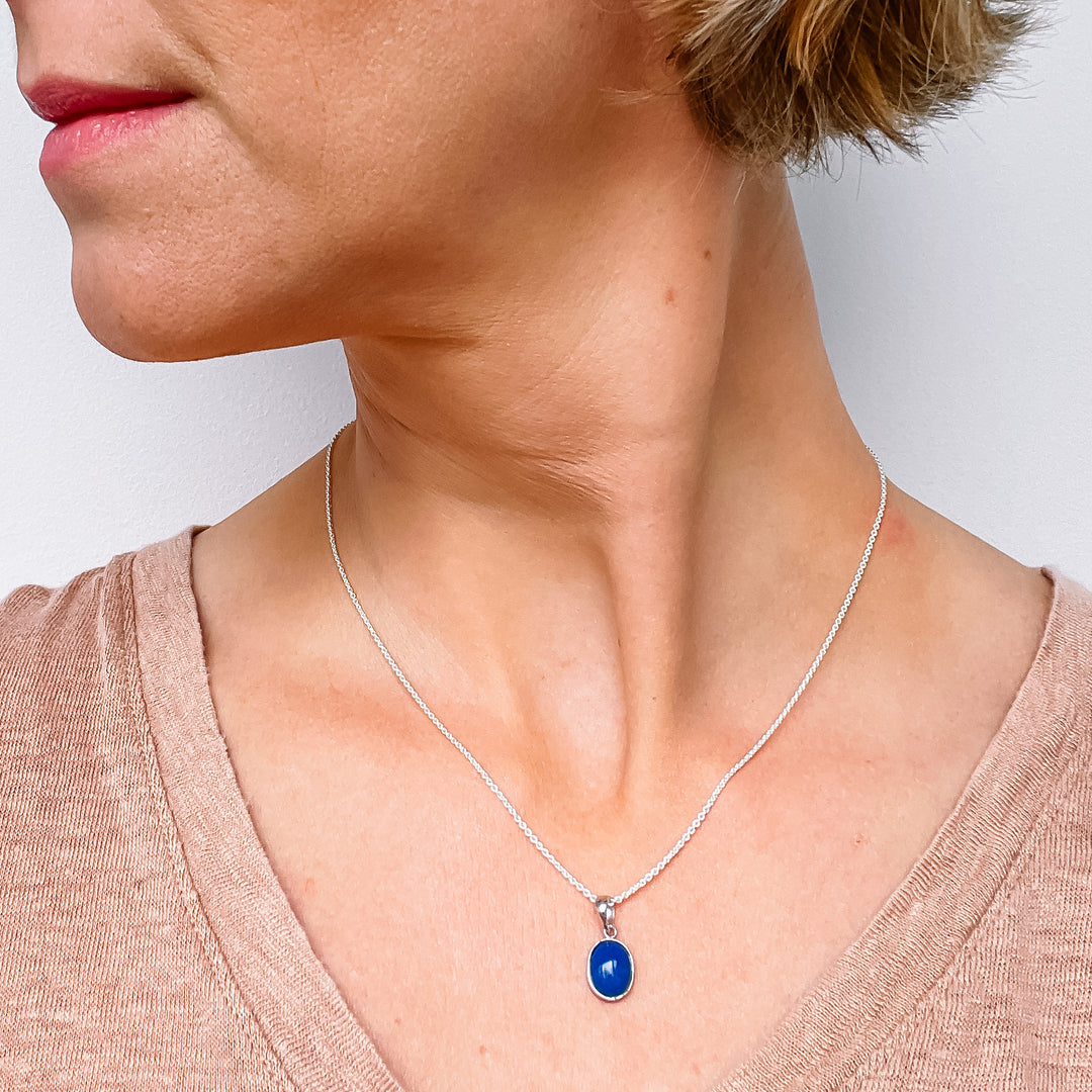 lapis lazuli mini luxe edelsteen hanger 925 sterling zilver ketting