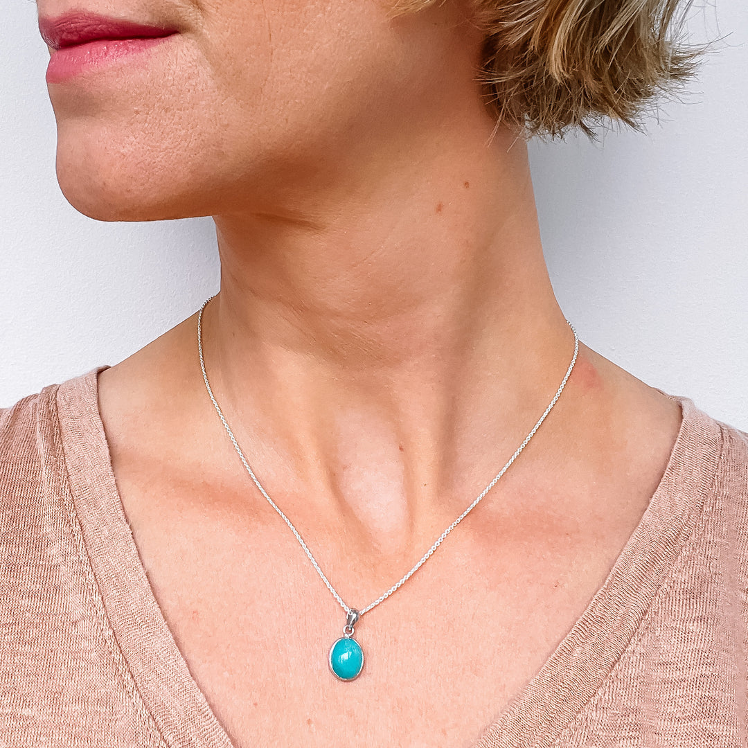 amazoniet mini luxe edelsteen hanger ketting zilver 925 sterling rhodium