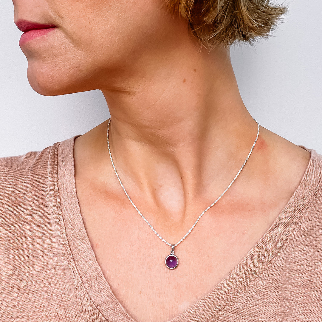amethist mini luxe edelsteen hanger 925 sterling zilver ketting