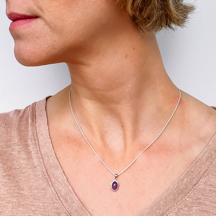 amethist mini luxe edelsteen hanger ketting zilver 925 sterling rhodium