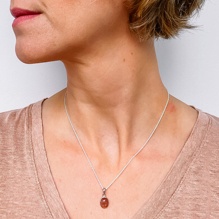 zonnesteen mini luxe edelsteen hanger ketting zilver 925 sterling rhodium