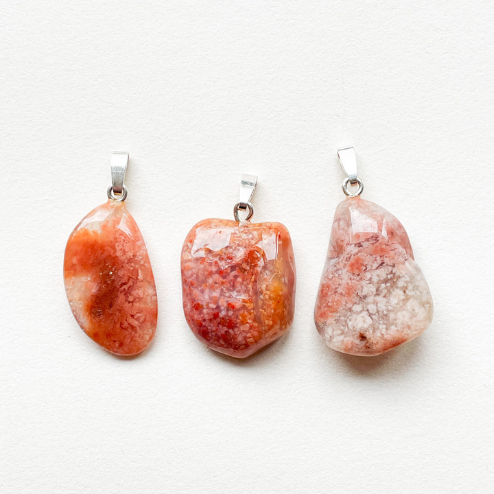 mosagaat edelsteen hanger roze oranje edelstenen sieraden juwelen 925 sterling echt zilver