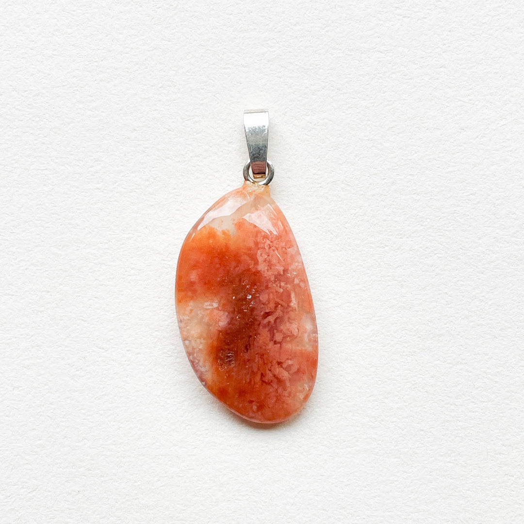 mosagaat edelsteen hanger roze oranje edelstenen sieraden juwelen 925 sterling echt zilver