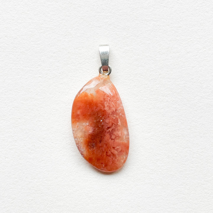 mosagaat edelsteen hanger roze oranje edelstenen sieraden juwelen 925 sterling echt zilver