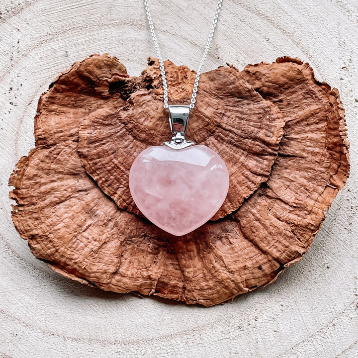 rozenkwarts hart luxe edelsteen hanger echt zilver 925 sterling