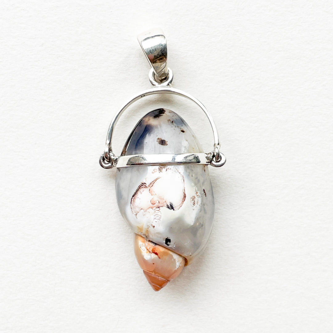 Dakshinavarti Shankh luxe edelsteen schelp hanger echt zilver 925 sterling