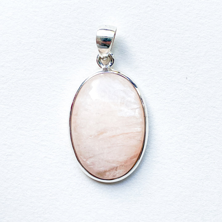 stilbiet zalmroze luxe edelsteeen hanger 925 sterling zilver