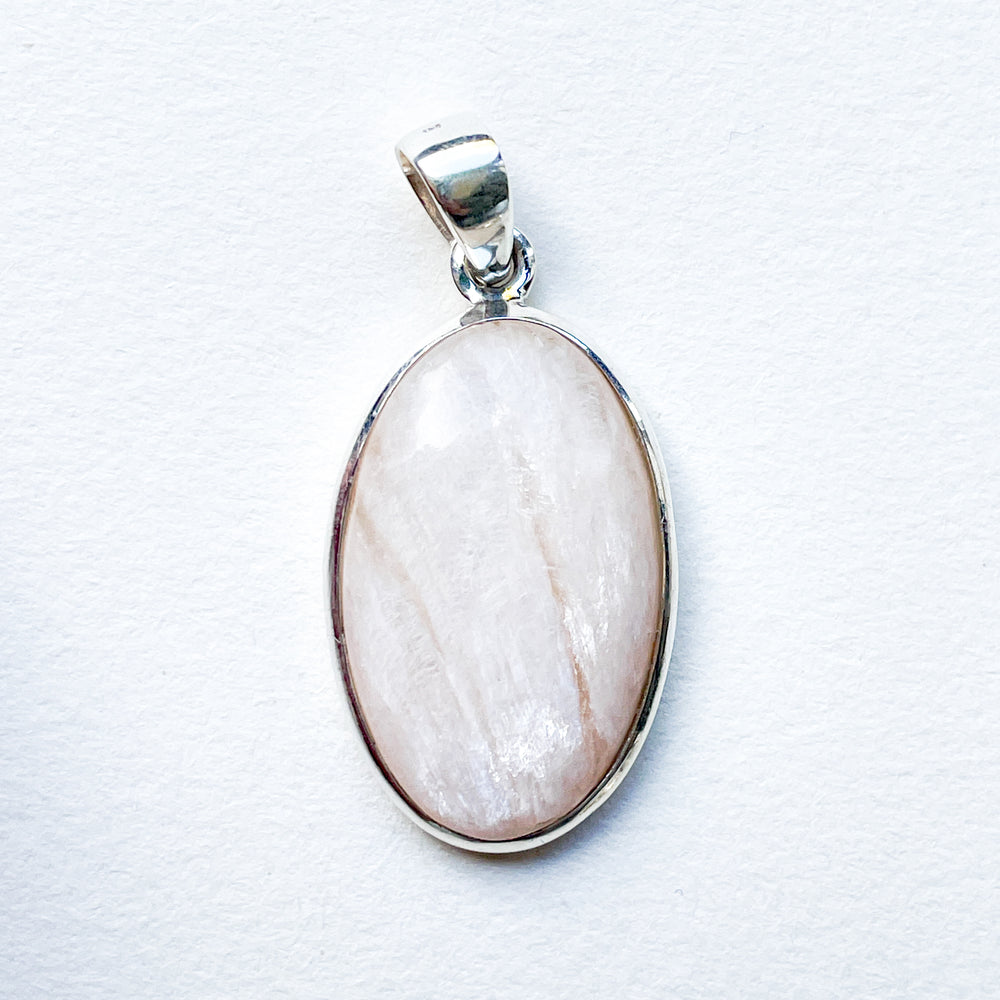 stilbiet zalmroze luxe edelsteeen hanger 925 sterling zilver