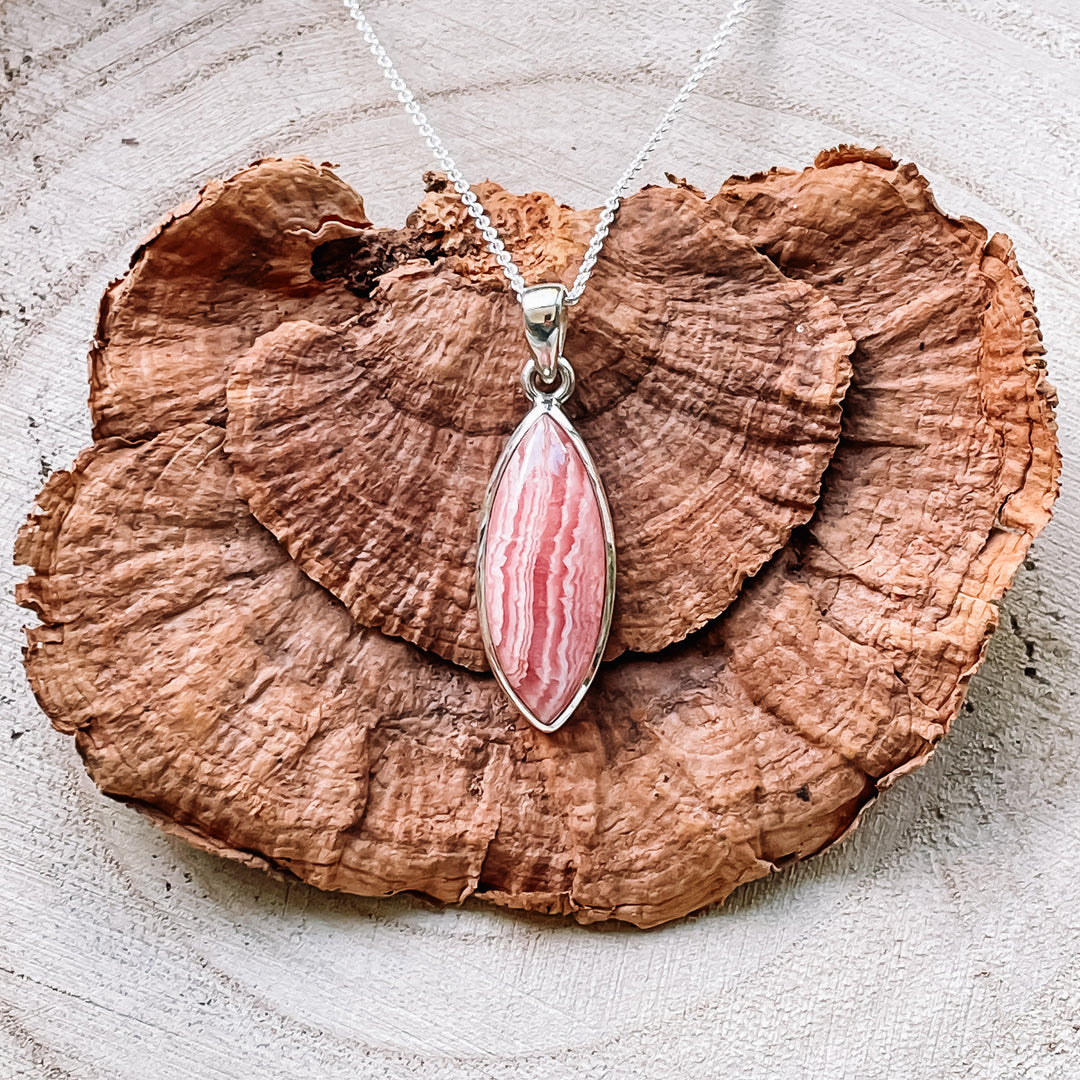 rhodochrosiet roze luxe edelsteen hanger 925 sterling zilver