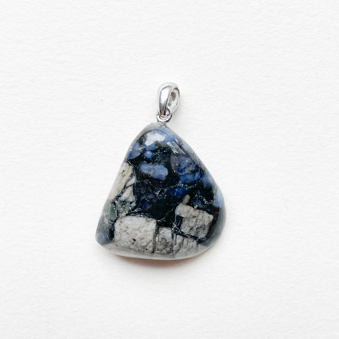 Blue Spot Stone Rhyoliet blauwe premium hanger (925 sterling zilver)