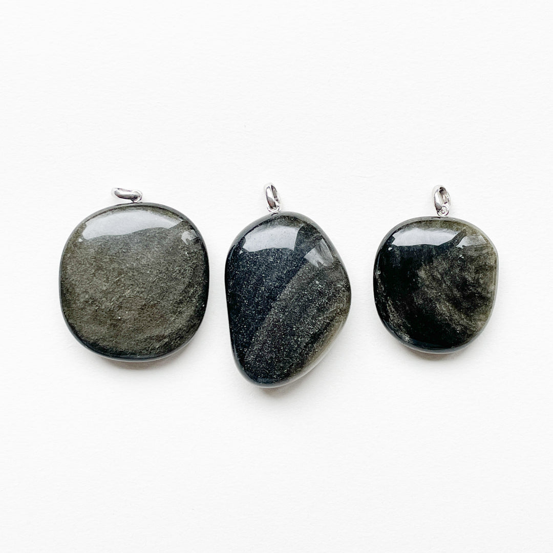 Obsidiaan goud edelsteen hanger 925 sterling echt zilver