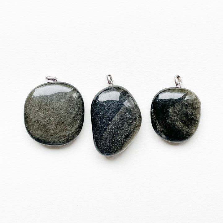 Obsidiaan goud edelsteen hanger 925 sterling echt zilver