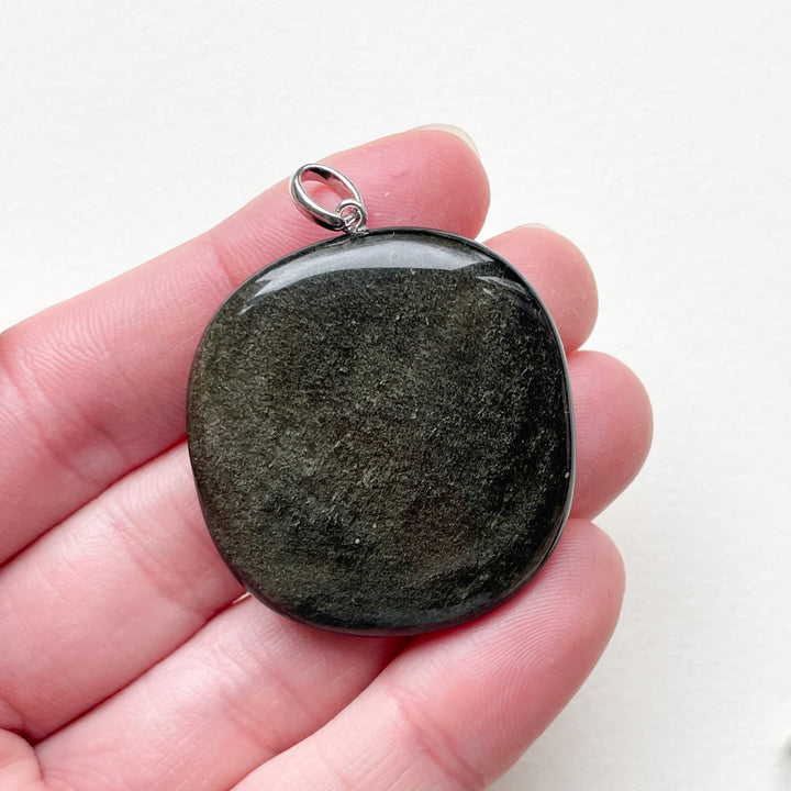 Obsidiaan goud edelsteen hanger 925 sterling echt zilver