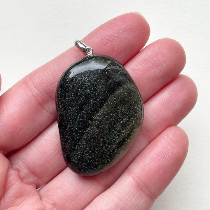 Obsidiaan goud edelsteen hanger 925 sterling echt zilver