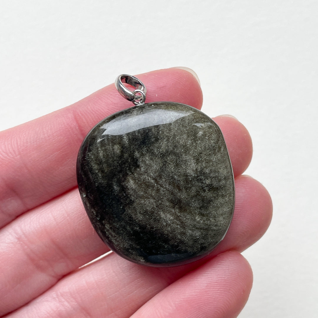 Obsidiaan goud edelsteen hanger 925 sterling echt zilver