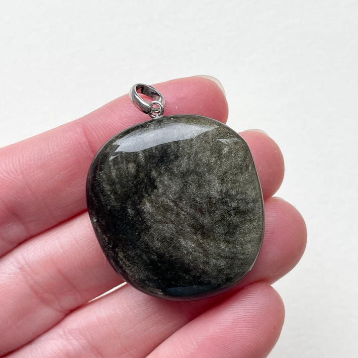 Obsidiaan goud edelsteen hanger 925 sterling echt zilver