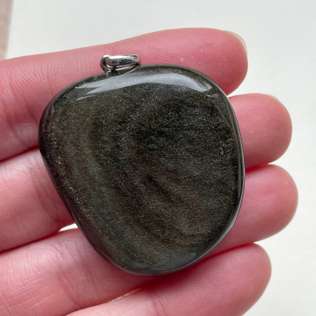 Obsidiaan goud edelsteen hanger 925 sterling echt zilver