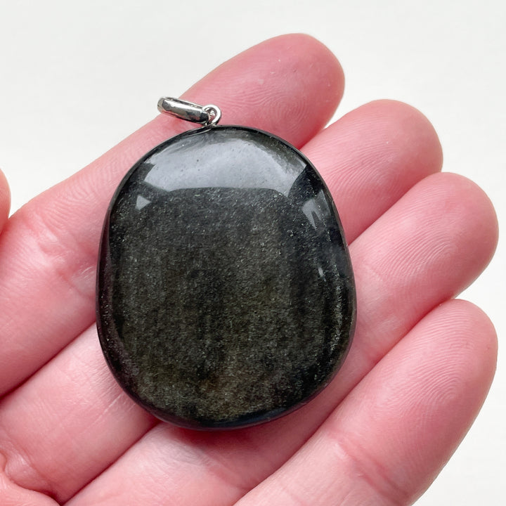 Obsidiaan goud edelsteen hanger 925 sterling echt zilver
