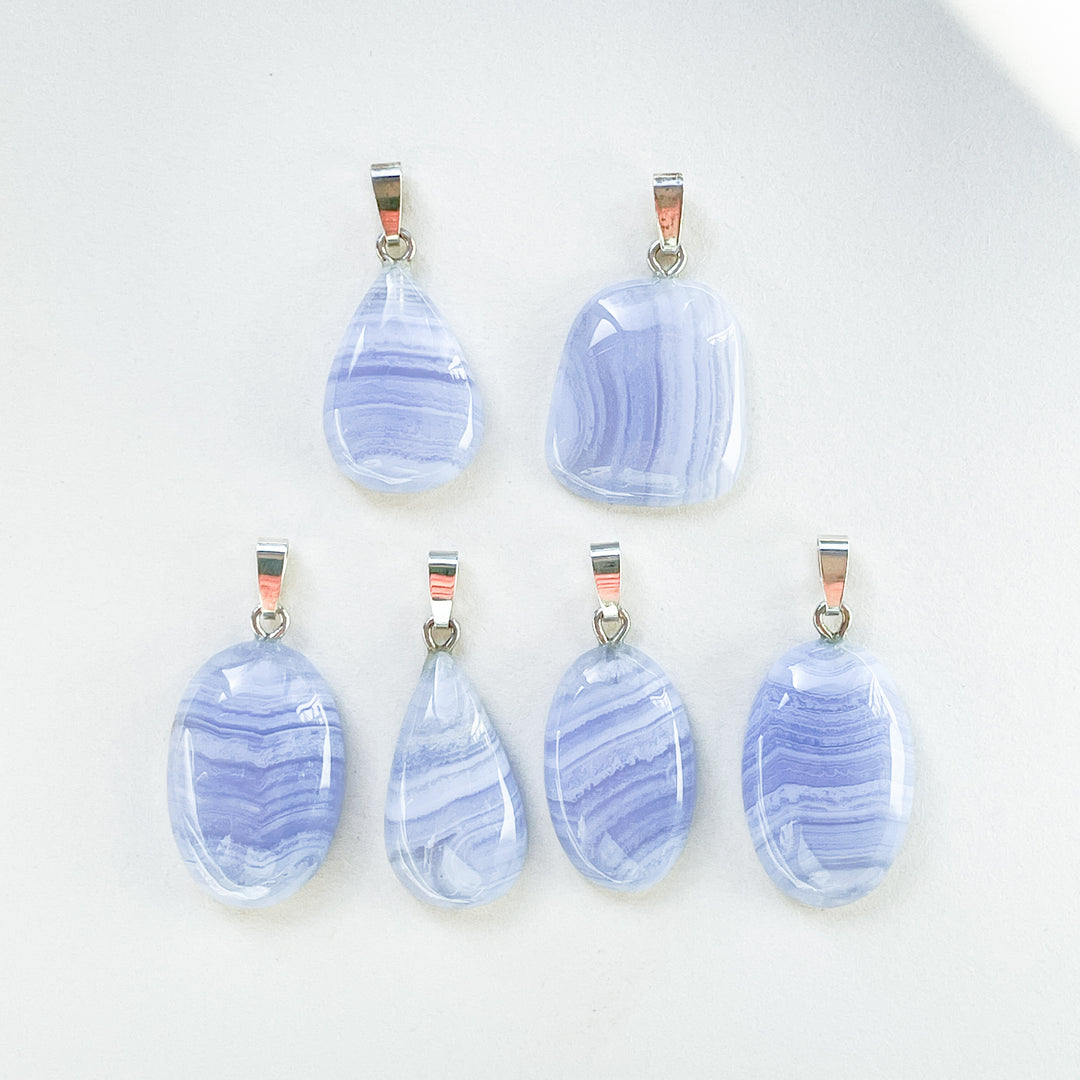 blauwe chalcedoon edelsteen hanger juweel sieraad 925 sterling echt zilver
