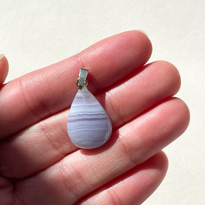 blauwe chalcedoon edelsteen hanger juweel sieraad 925 sterling echt zilver