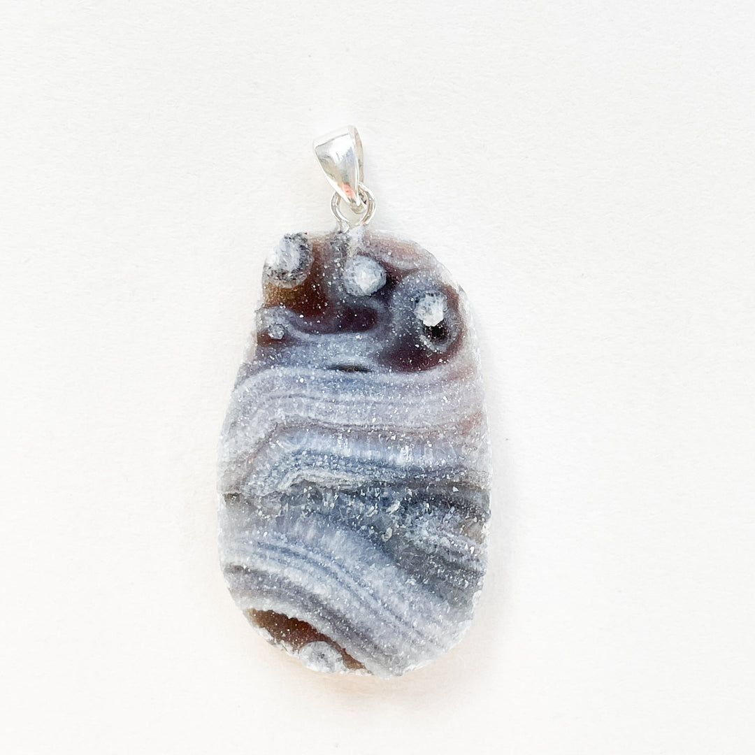 chalcedoon grijs blauwe edelsteen premium hanger 925 sterling zilver