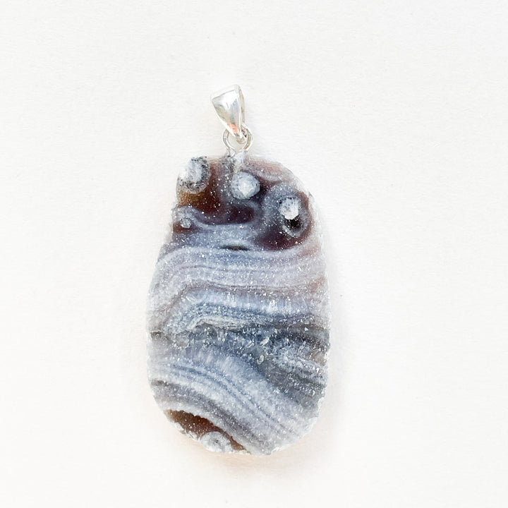chalcedoon grijs blauwe edelsteen premium hanger 925 sterling zilver