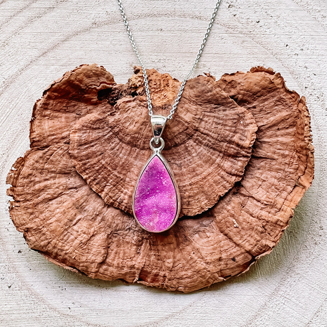 cobalto calciet kobalt calcite fluo roze edelsteen hanger zilver 925 sterling edelstenen sieraden juwelen